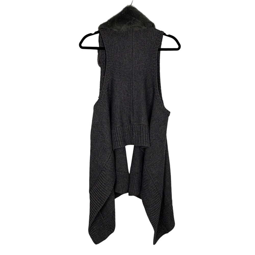Kaufman Franco Mob Wife Faux Fur Collar Waterfall Draped Knit Vest Womens Large - Picture 9 of 10